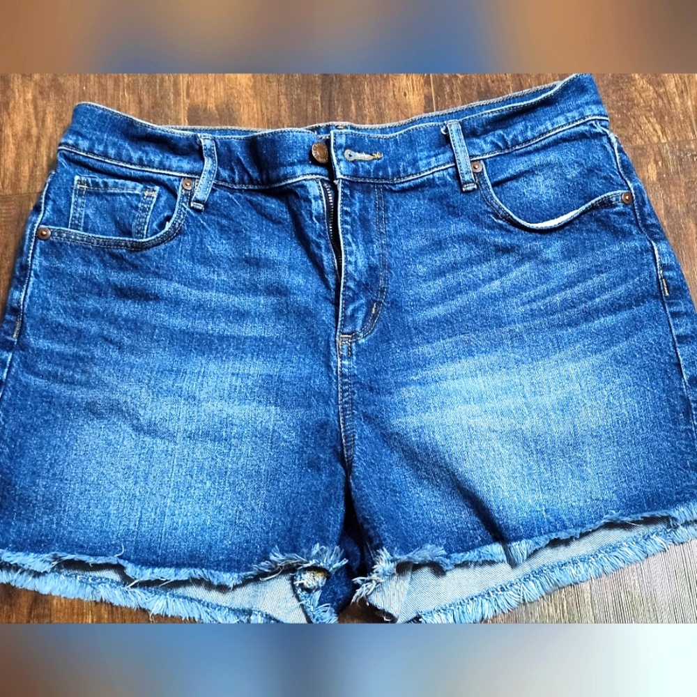 LOFT High Rise Denim Cutoff Shorts Medium Wash Made And Love Denim Size 10/30